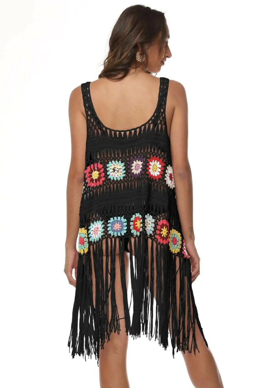 Embroidered beach cover-up with fringe - Love Salve